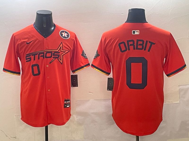 Men Houston Astros #0 Orbit Orange Three generations Joint Name 2025 Nike MLB Jersey style 1